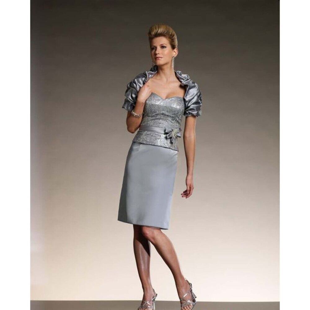 Social Occasions by Mon Cheri Two-Piece Satin Sequin Knee Length Dress NWT Sz10